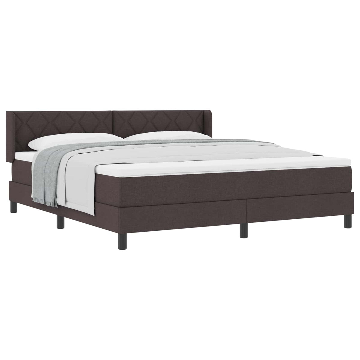 Box spring seng med hovedgærde Mørk Brun 200 x 180 cm Stof
