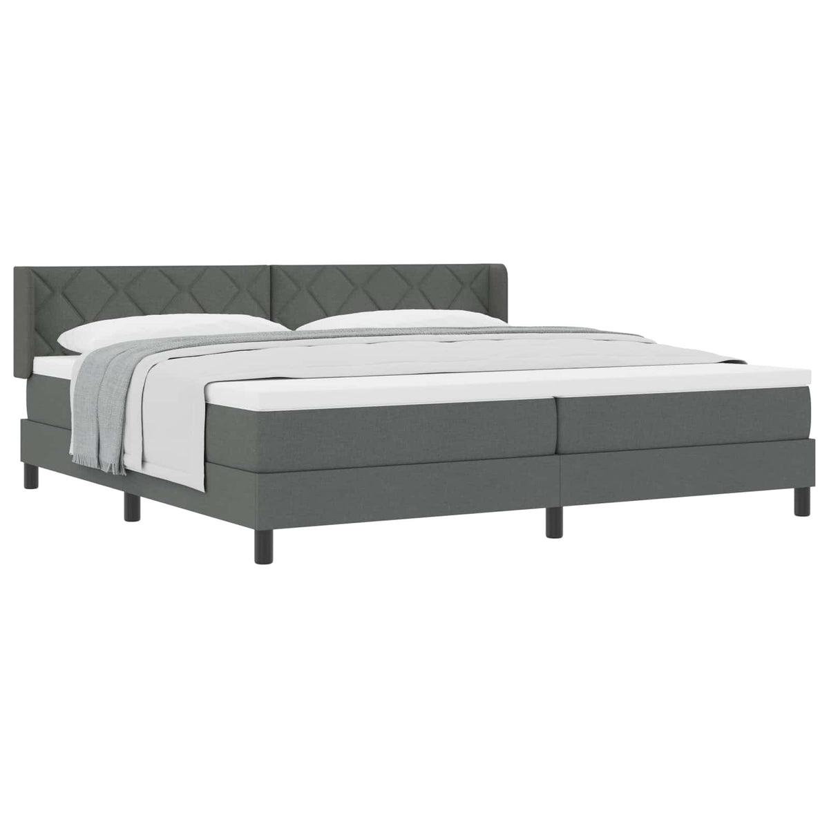 Box spring seng med hovedgærde Mørkegrå 200 x 200 cm Stof