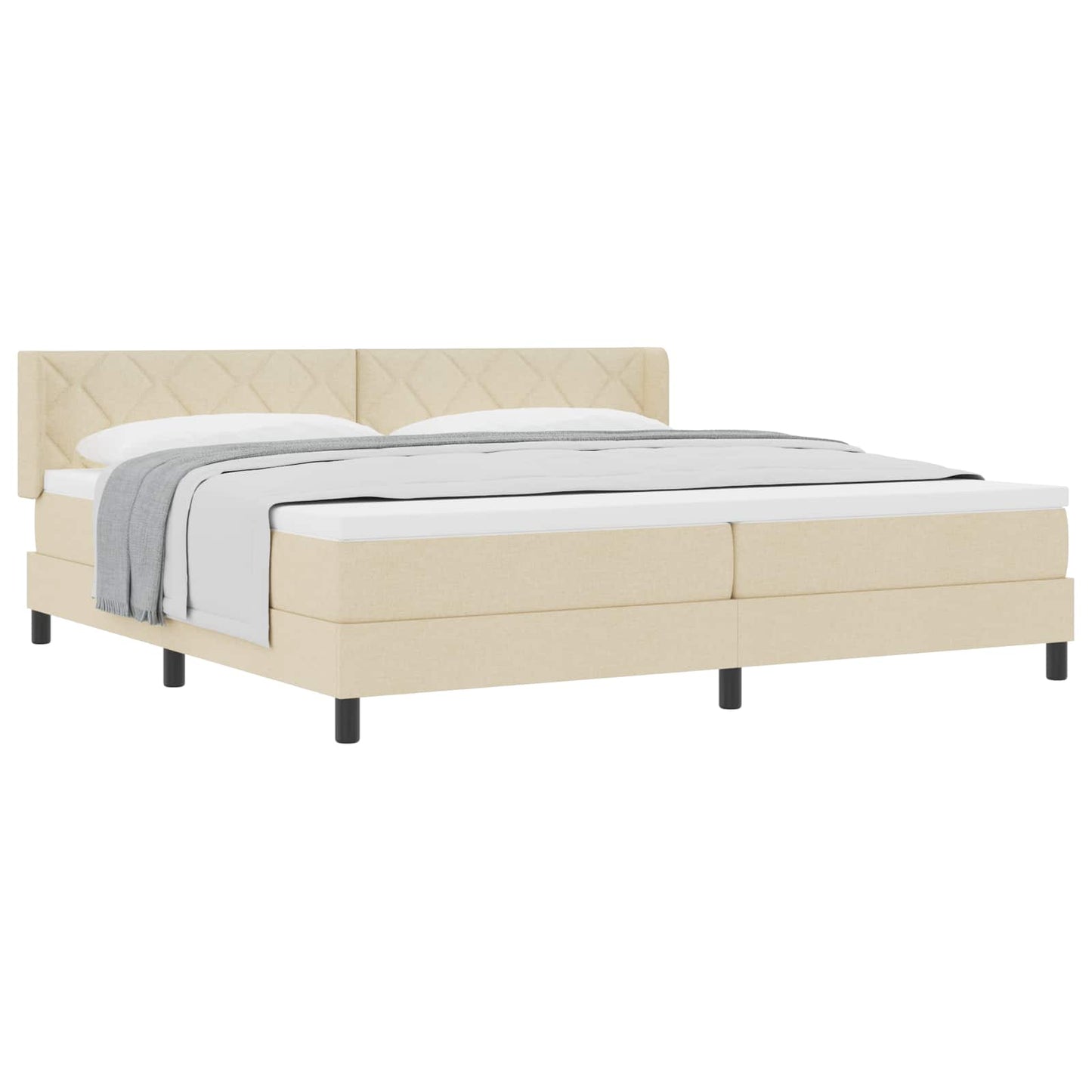 Box spring seng med hovedgærde Creme 200 x 200 cm Stof