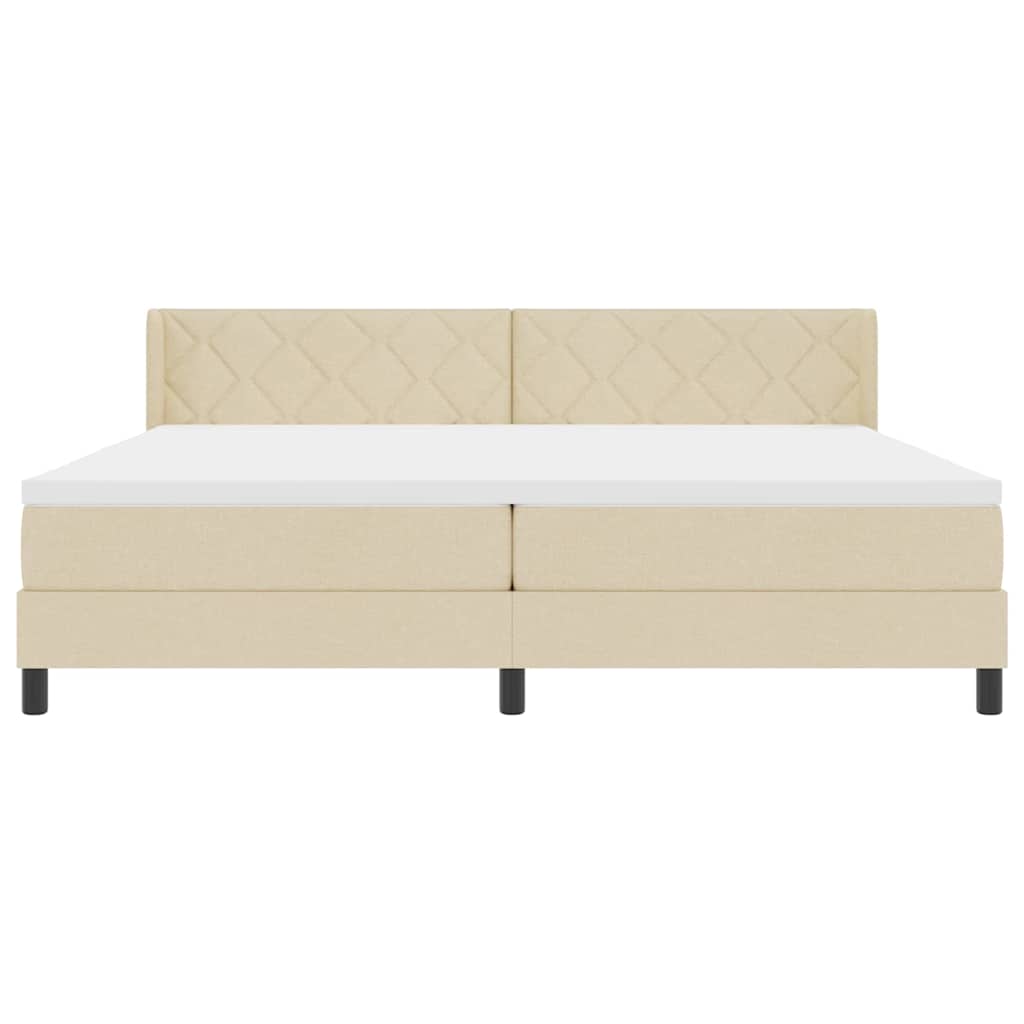 Box spring seng med hovedgærde Creme 200 x 200 cm Stof