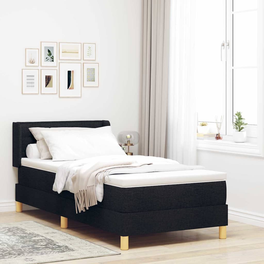 Box spring seng med madras med hovedgærde Sort 200 x 80 cm Stof