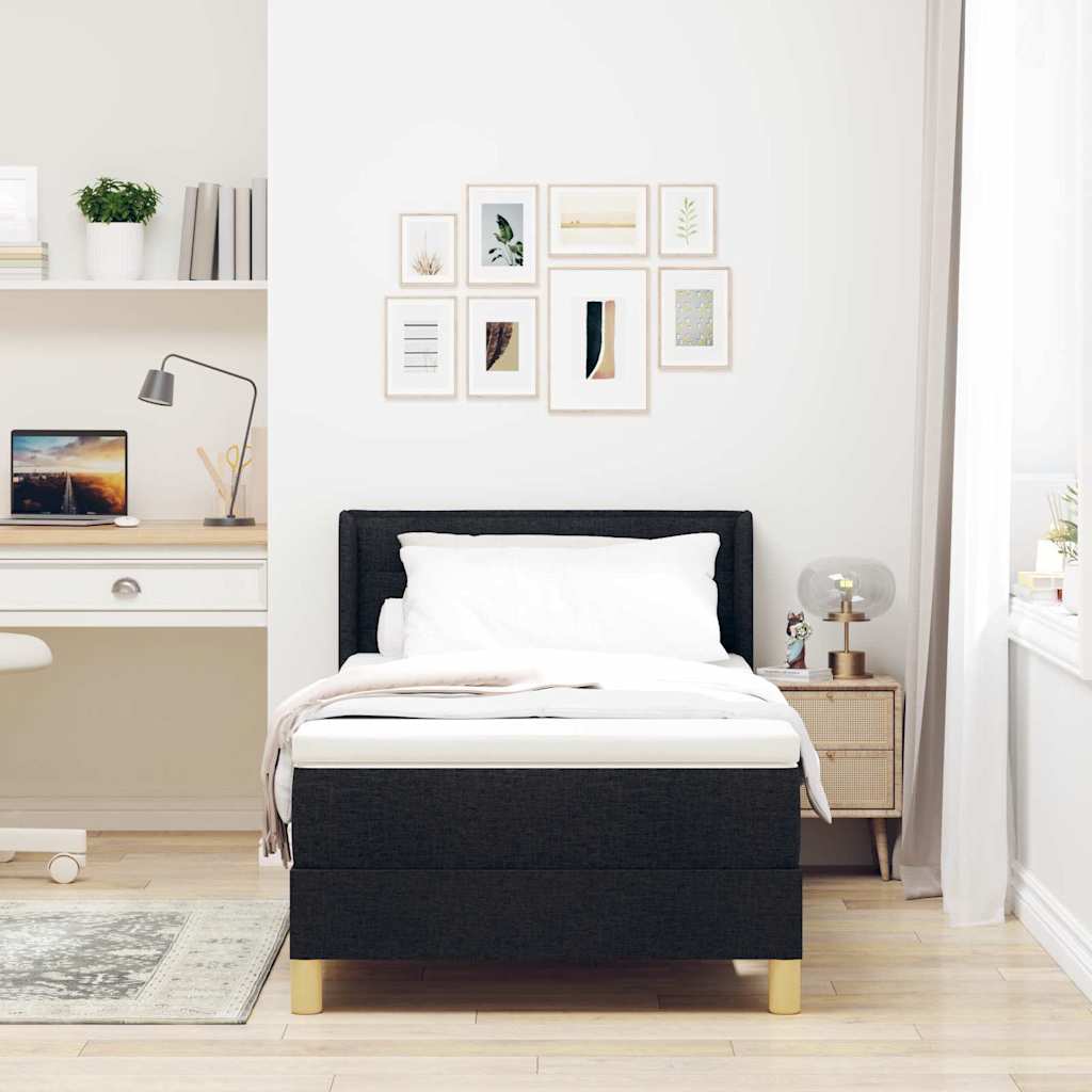 Box spring seng med madras med hovedgærde Sort 200 x 80 cm Stof