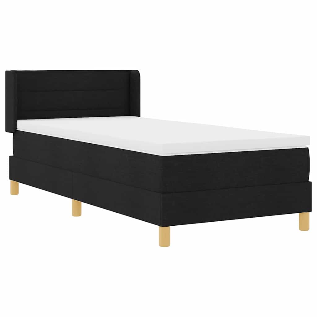 Box spring seng med madras med hovedgærde Sort 200 x 80 cm Stof