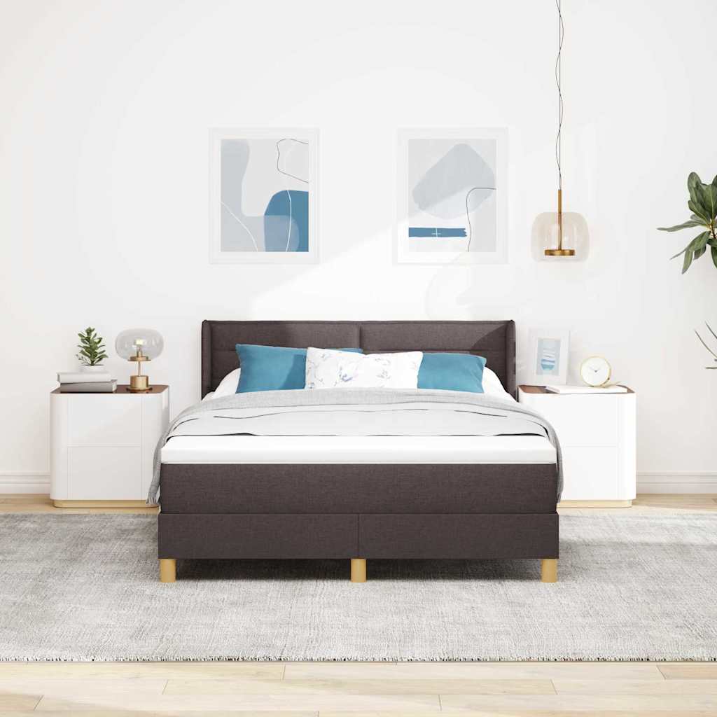 Box spring seng med madras Mørk Brun 190 x 140 cm Stof
