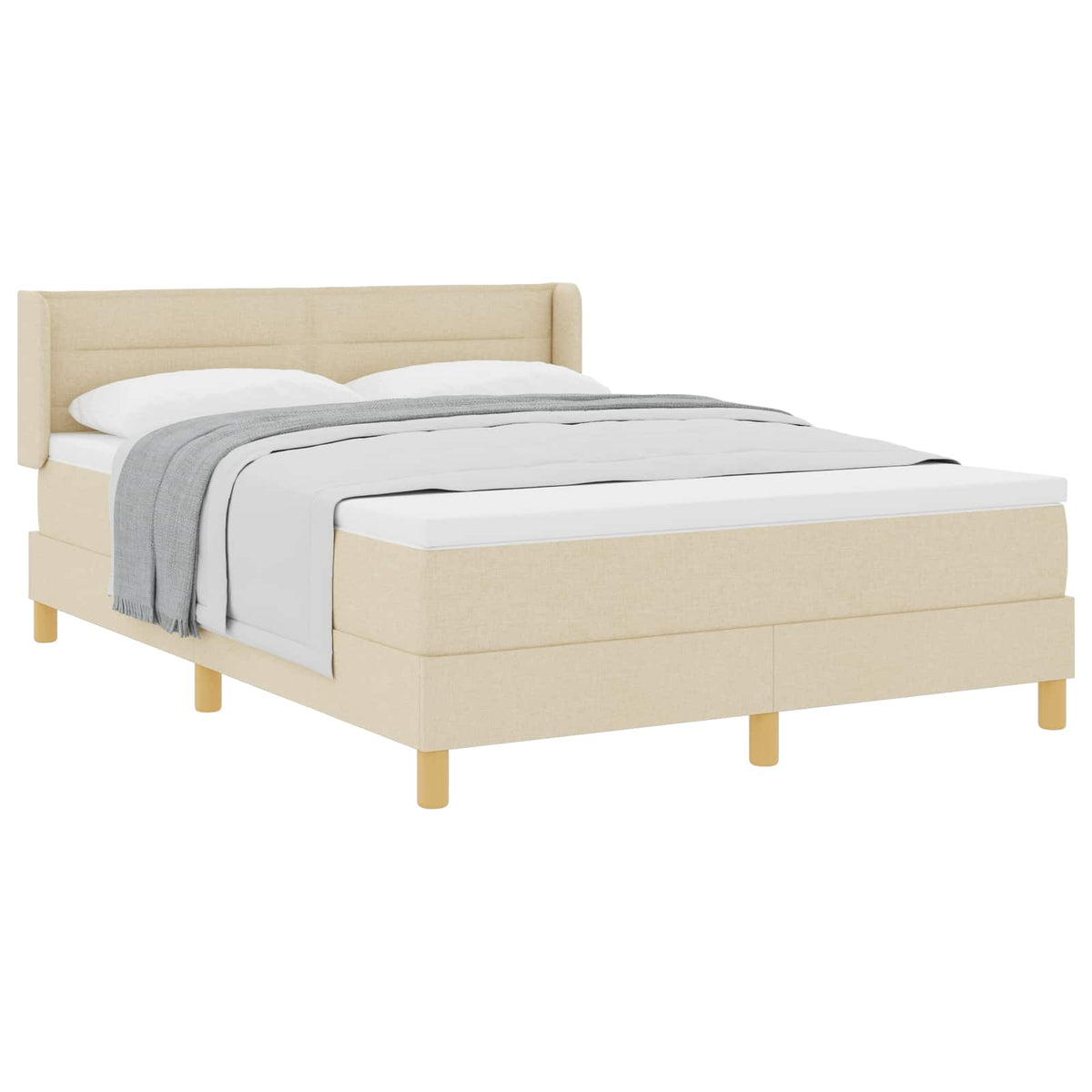 Box spring seng med madras Creme 190 x 140 cm Stof