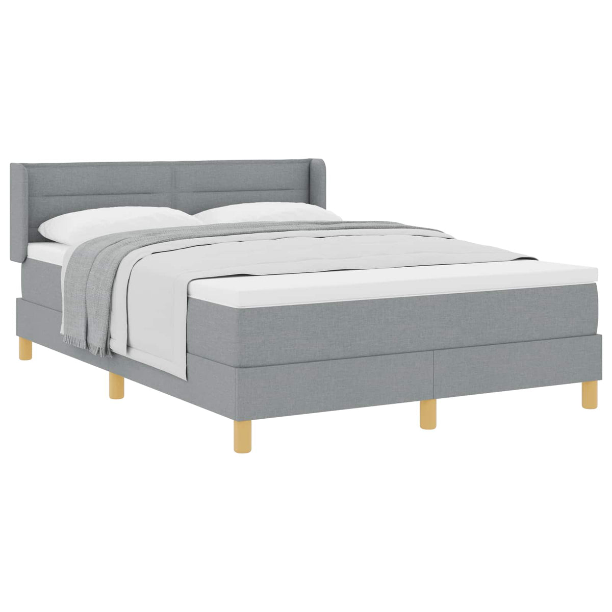 Box spring seng med madras Lysegrå 200 x 160 cm Stof