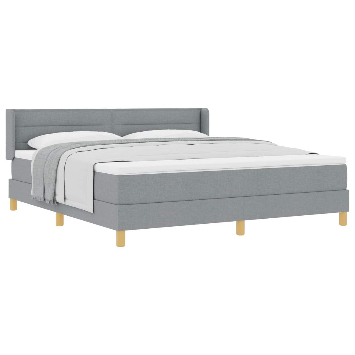 Box spring seng med madras Lysegrå 200 x 180 cm Stof