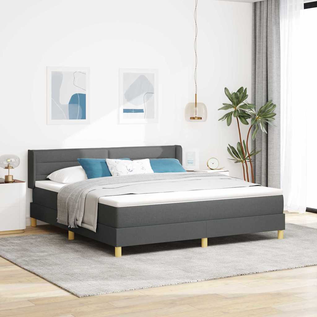 Box spring seng med madras Mørkegrå 200 x 180 cm Stof