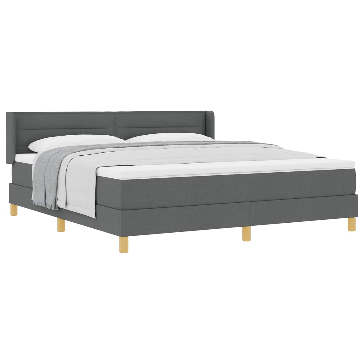 Box spring seng med madras Mørkegrå 200 x 180 cm Stof