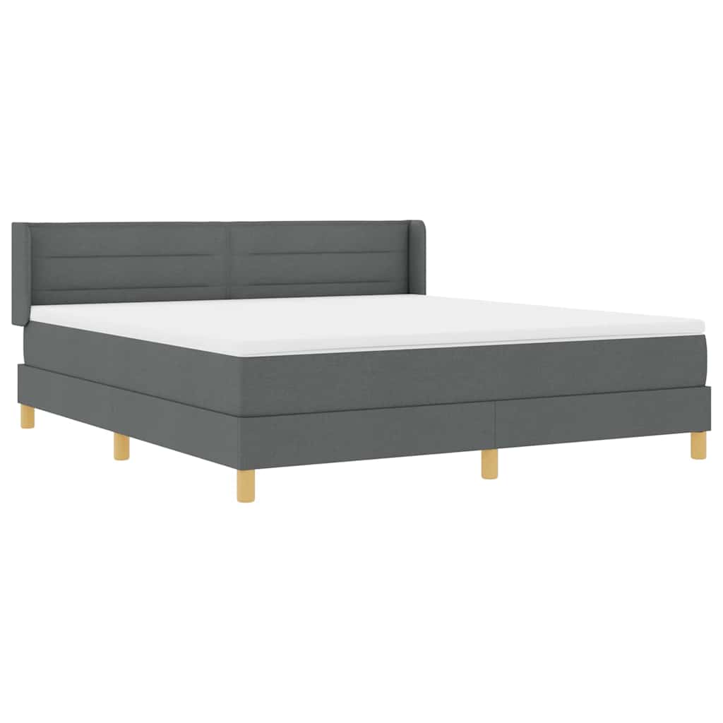 Box spring seng med madras Mørkegrå 200 x 180 cm Stof