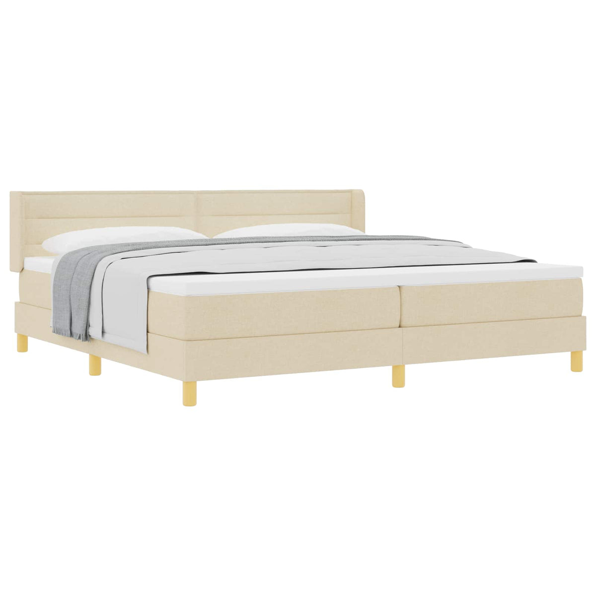 Box spring seng med madras Creme 200 x 200 cm Stof