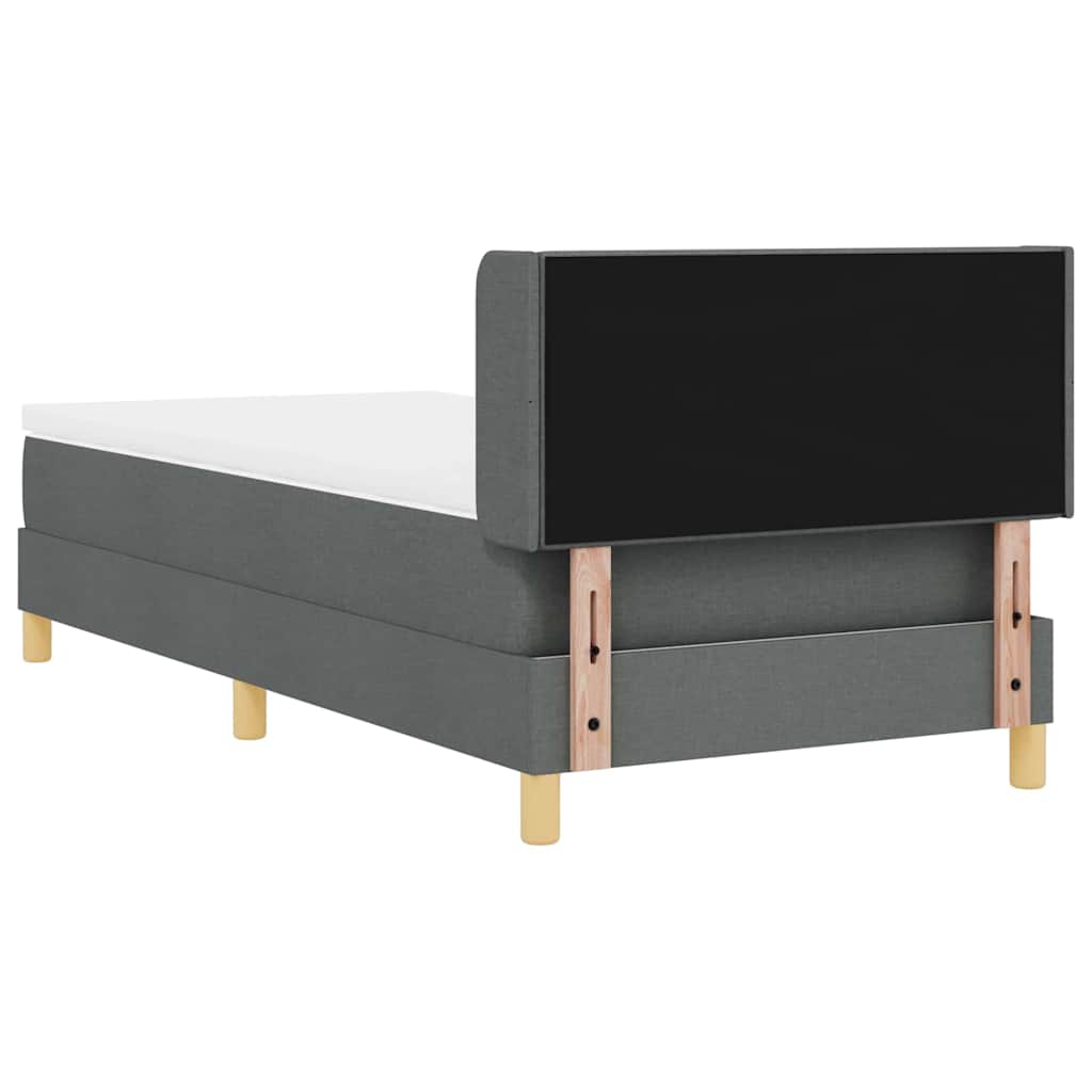 Box spring seng med hovedgærde Mørkegrå 200 x 90 cm Stof