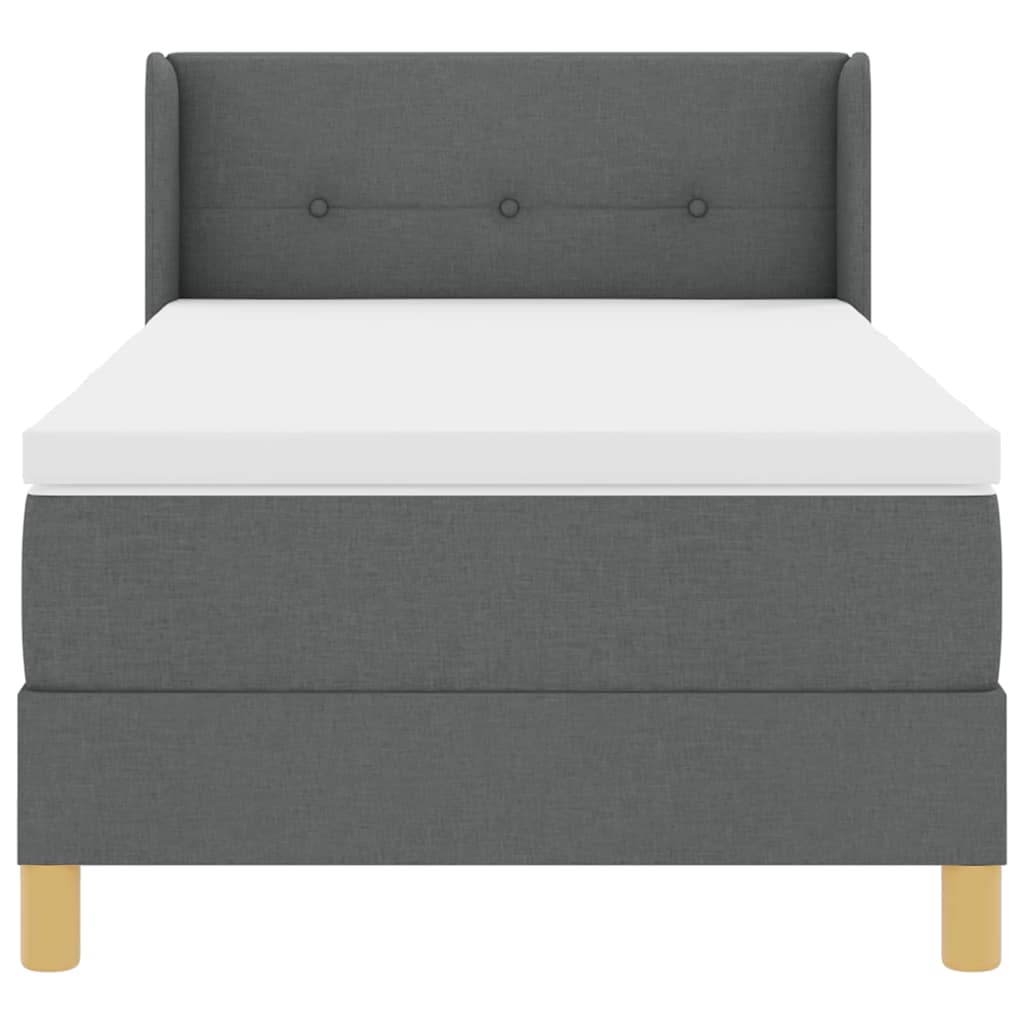 Box spring seng med hovedgærde Mørkegrå 200 x 90 cm Stof