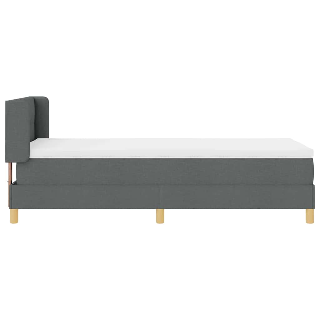 Box spring seng med hovedgærde Mørkegrå 200 x 90 cm Stof