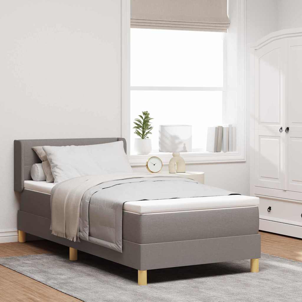 Box spring seng med hovedgærde Gråbrun 200 x 90 cm Stof