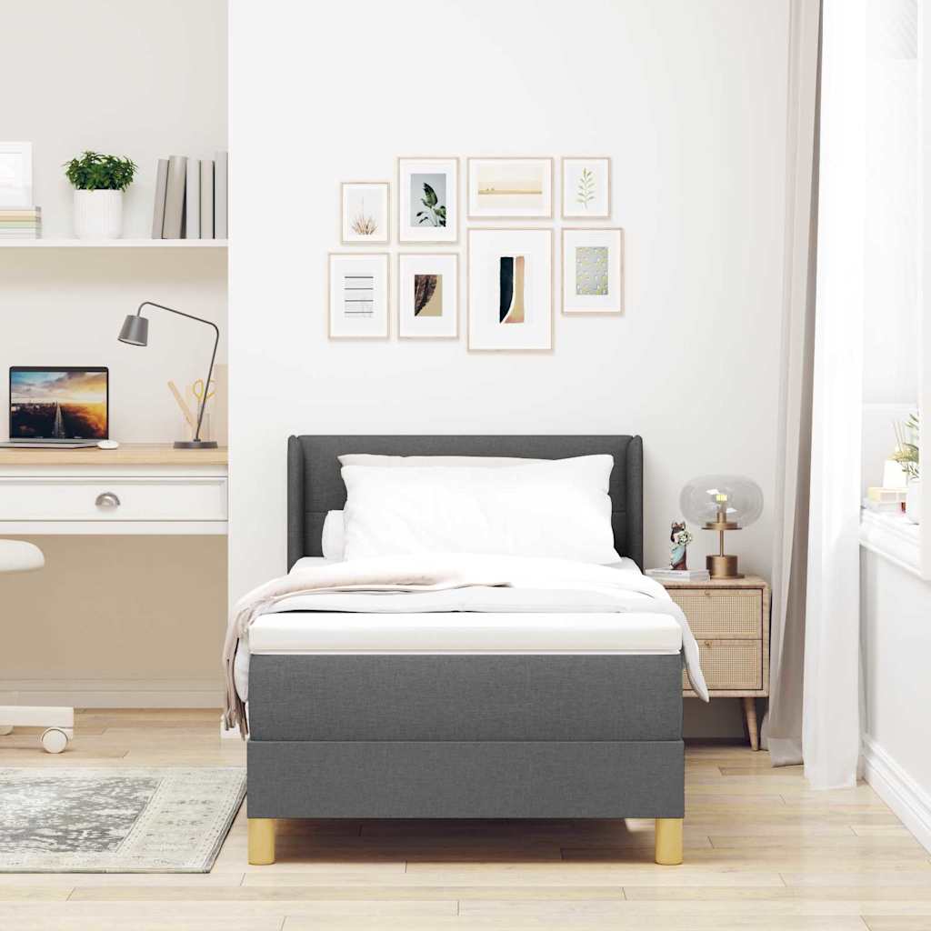 Box spring seng med hovedgærde Mørkegrå 200 x 100 cm Stof