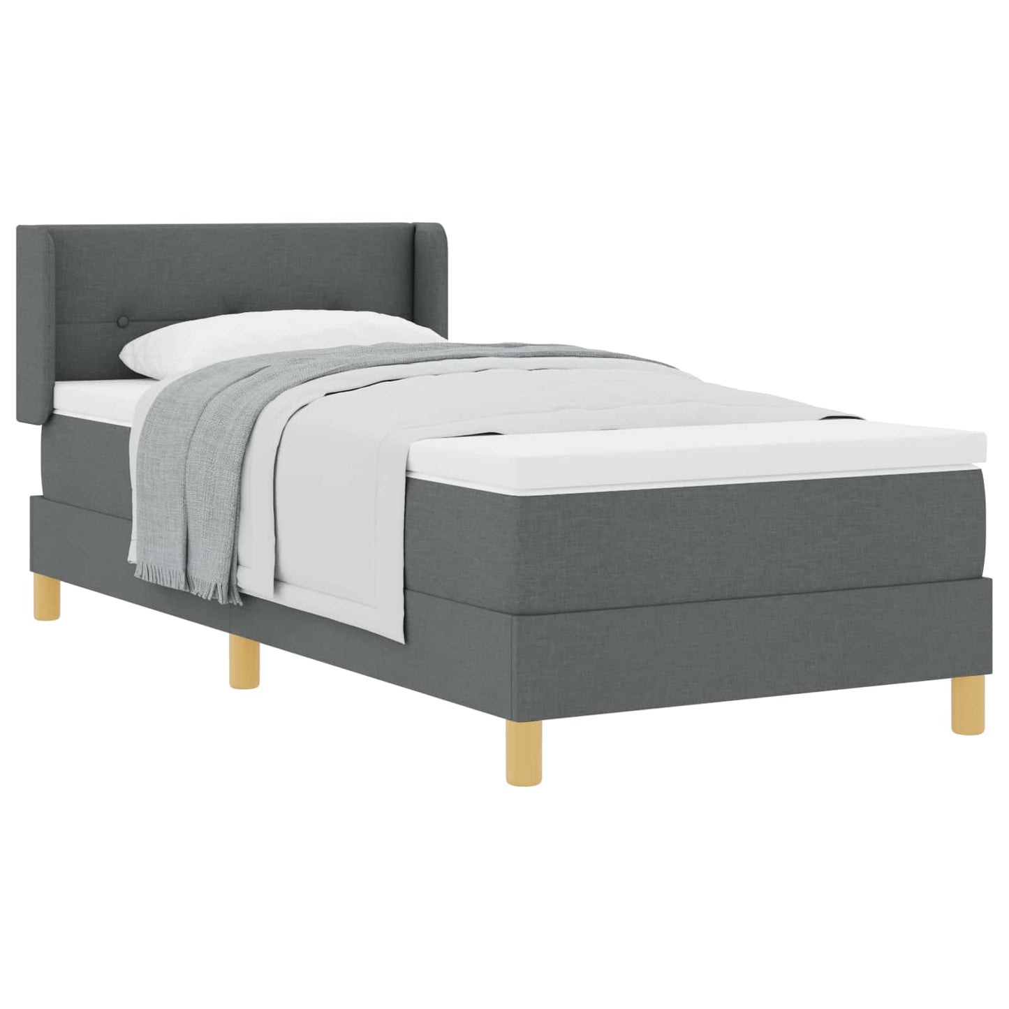 Box spring seng med hovedgærde Mørkegrå 200 x 100 cm Stof