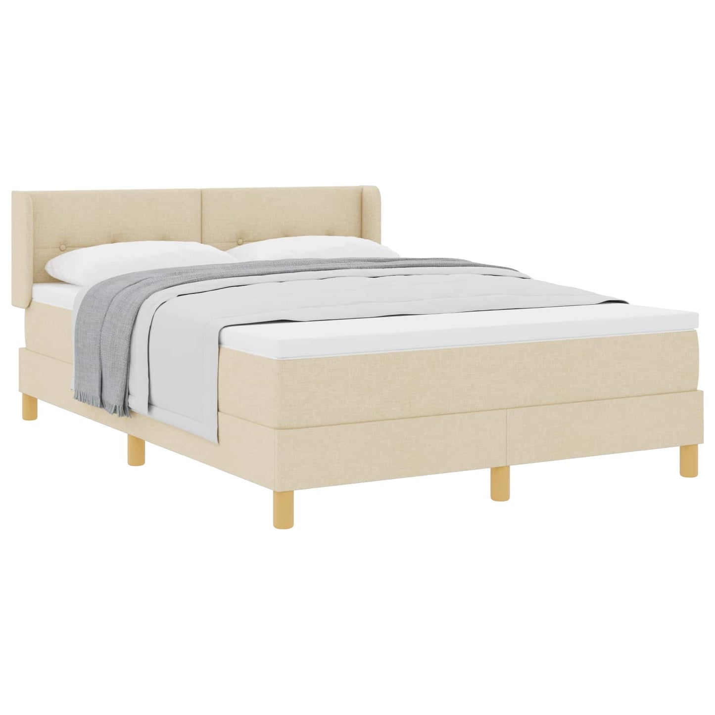 Box spring seng med hovedgærde Creme 190 x 140 cm Stof