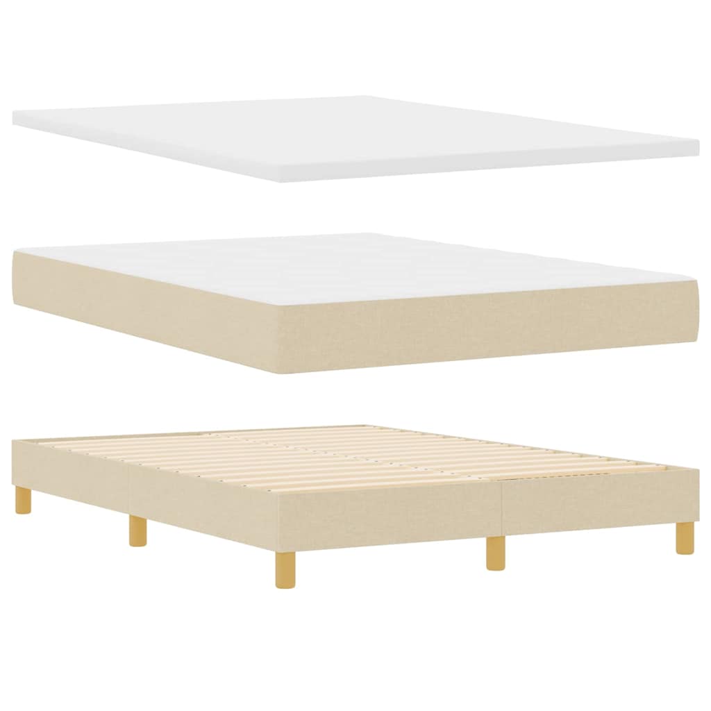 Box spring seng med hovedgærde Creme 190 x 140 cm Stof