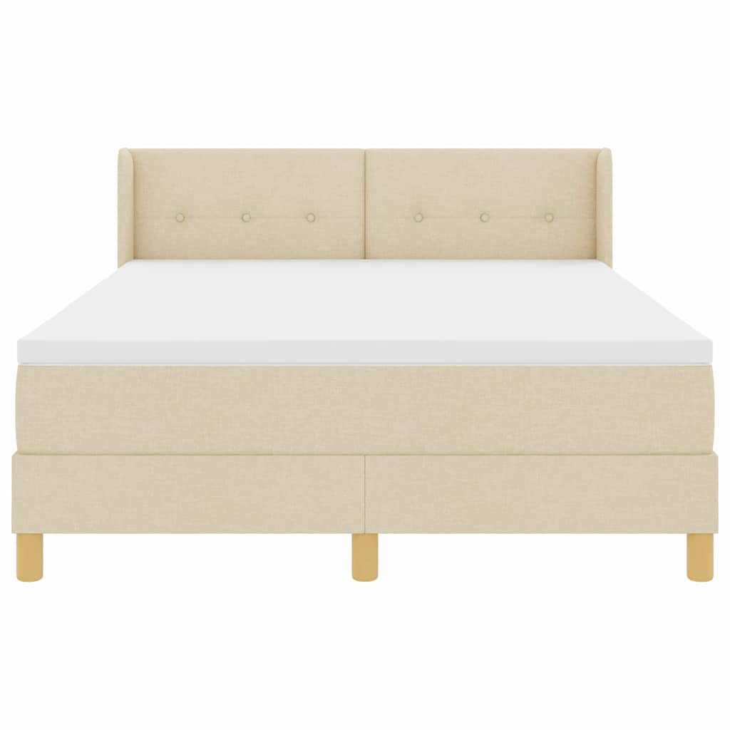 Box spring seng med hovedgærde Creme 190 x 140 cm Stof