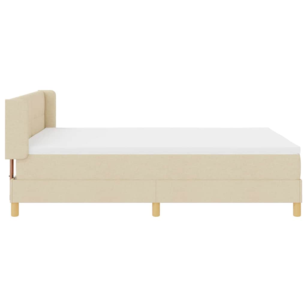 Box spring seng med hovedgærde Creme 190 x 140 cm Stof