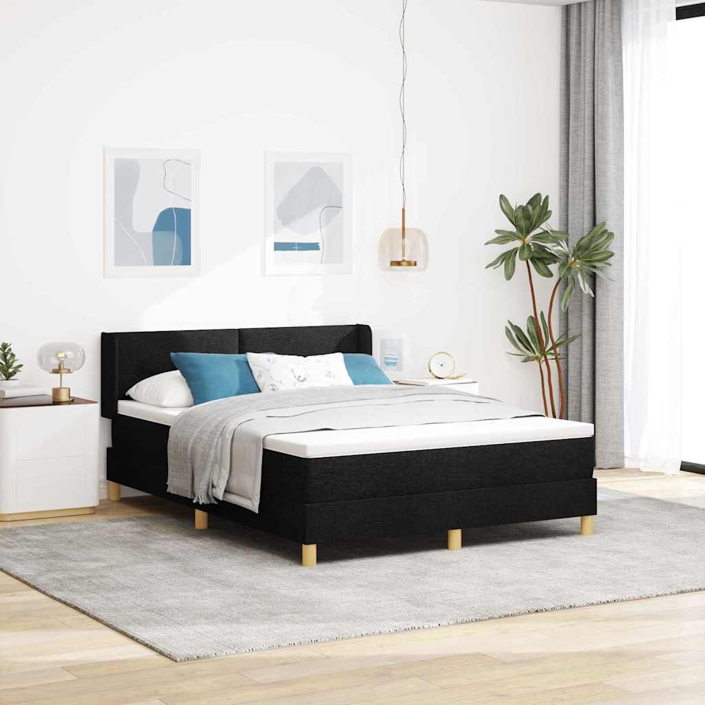 Box spring seng med hovedgærde Sort 200 x 160 cm Stof