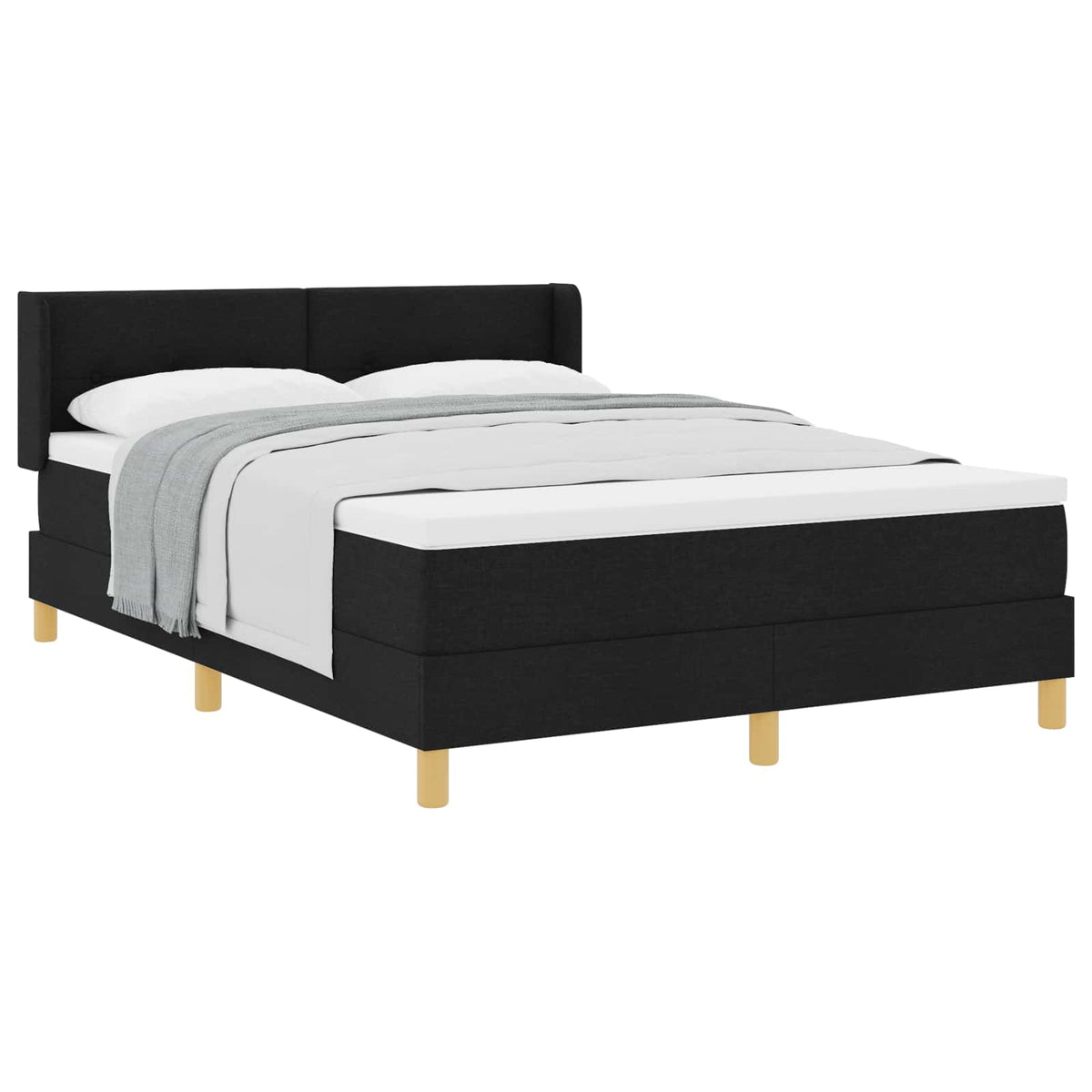 Box spring seng med hovedgærde Sort 200 x 160 cm Stof
