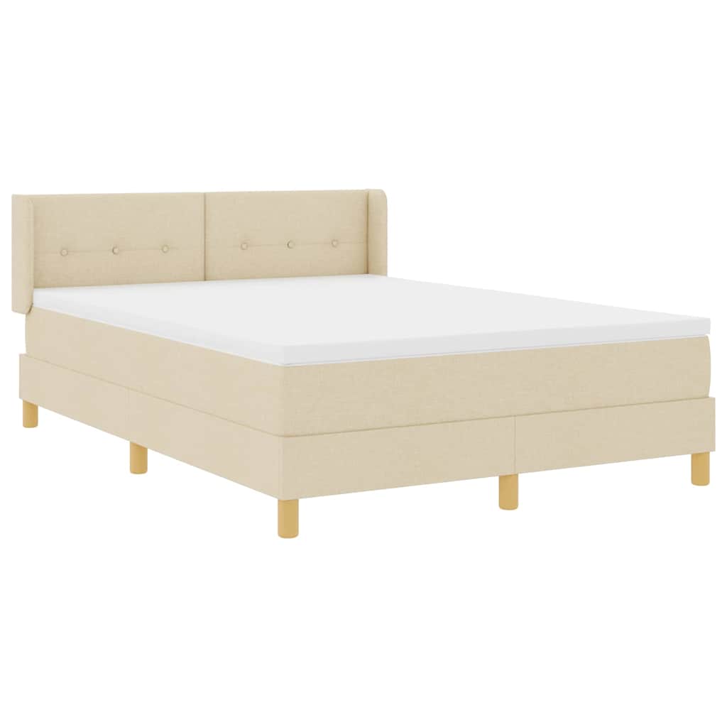 Box spring seng med hovedgærde Creme 200 x 160 cm Stof