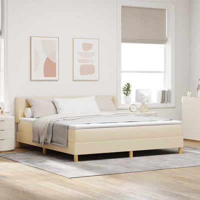Box spring seng med hovedgærde Creme 200 x 180 cm Stof