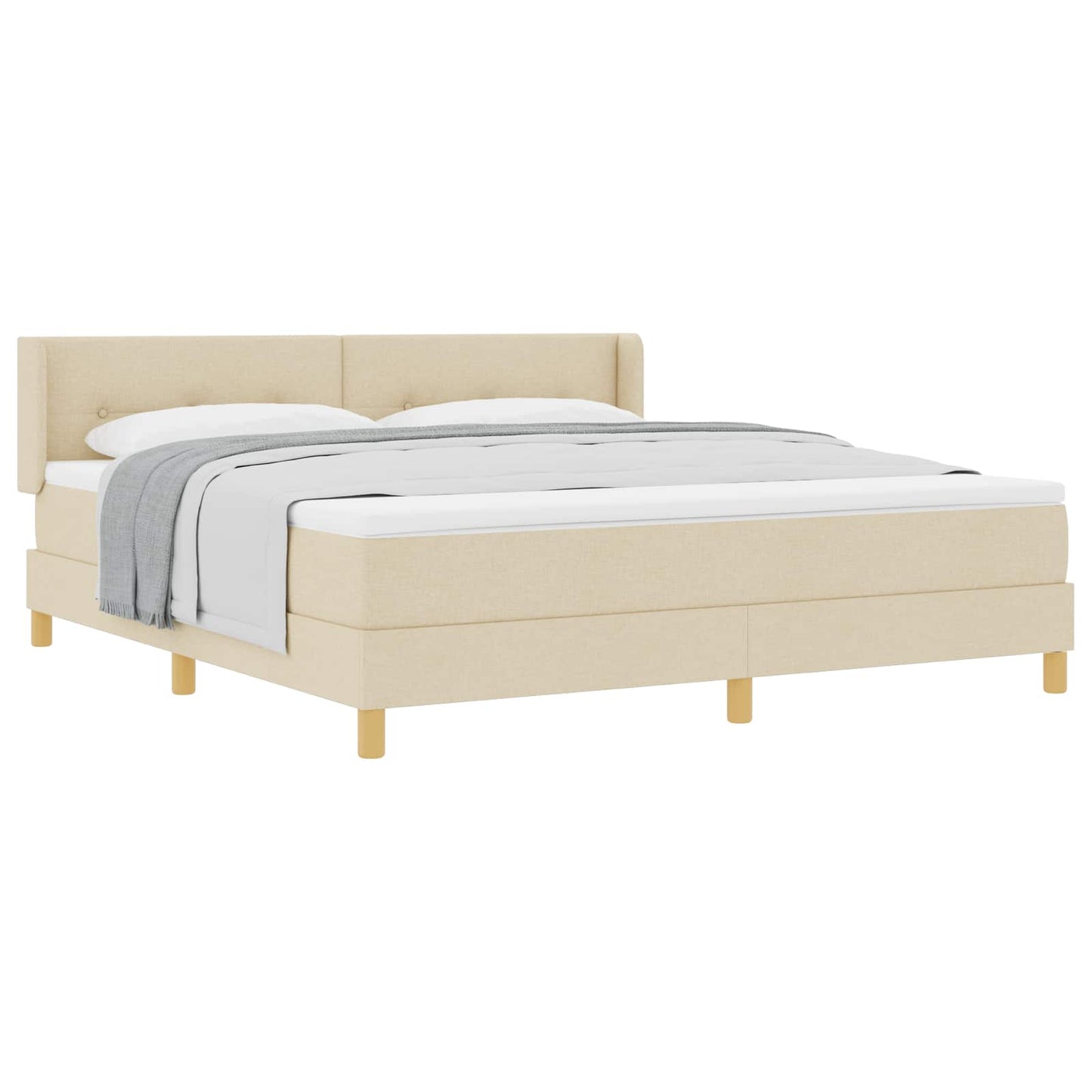 Box spring seng med hovedgærde Creme 200 x 180 cm Stof