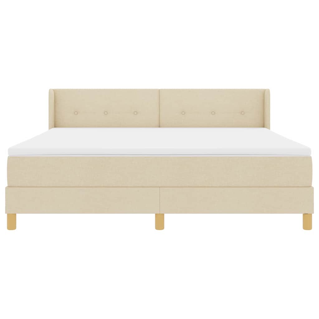 Box spring seng med hovedgærde Creme 200 x 180 cm Stof