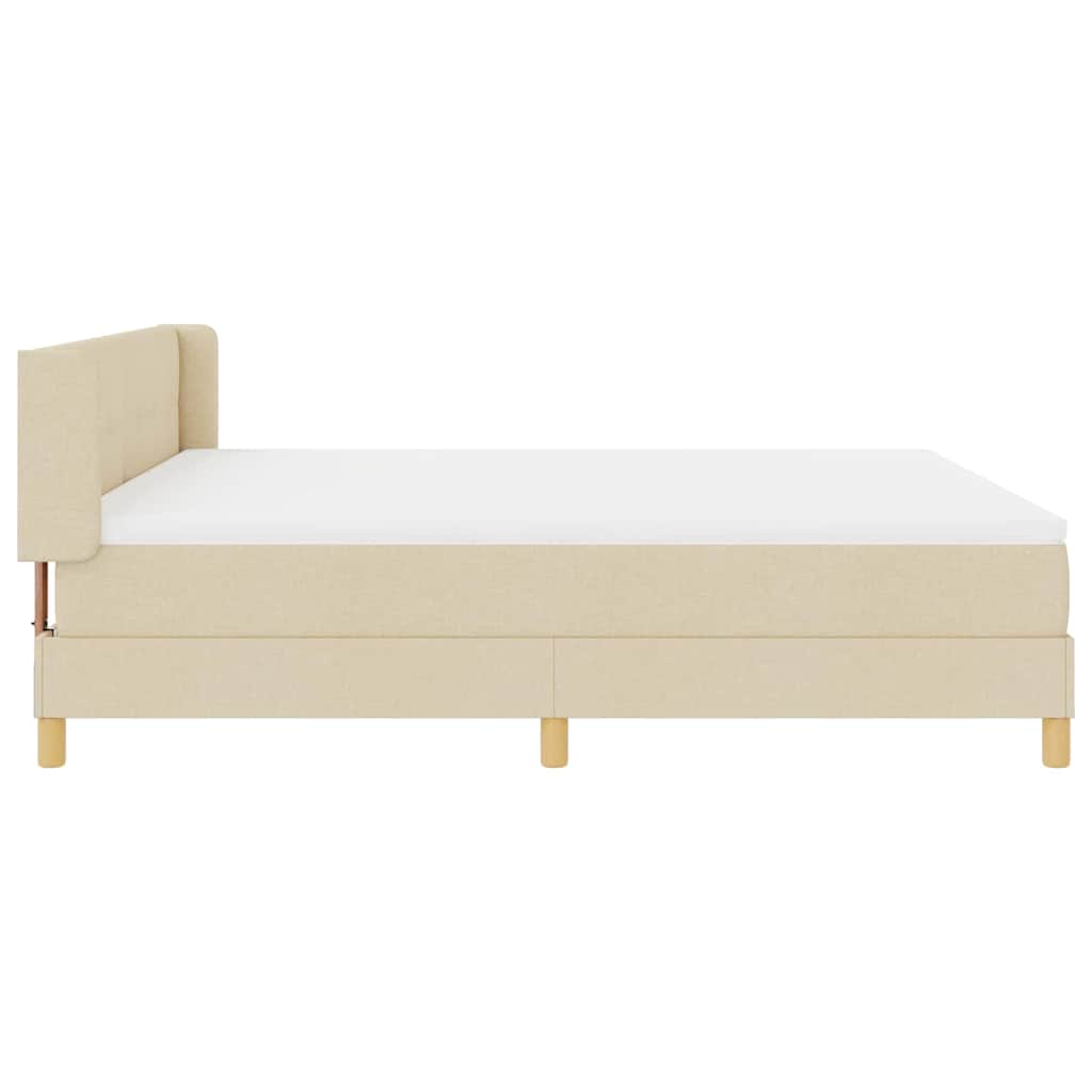 Box spring seng med hovedgærde Creme 200 x 180 cm Stof