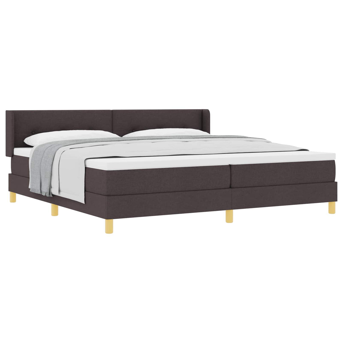 Box spring seng med hovedgærde Mørk Brun 200 x 200 cm Stof