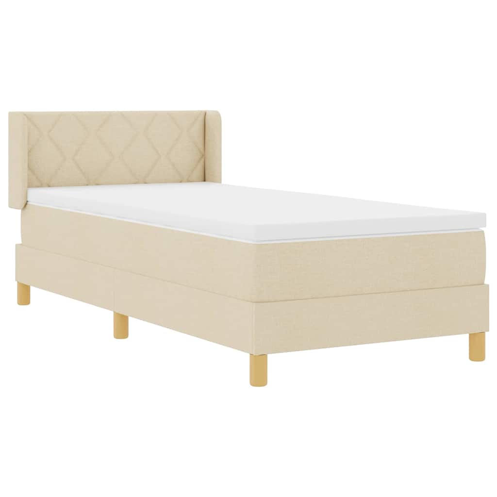 Box spring seng med hovedgærde Creme 190 x 90 cm Stof