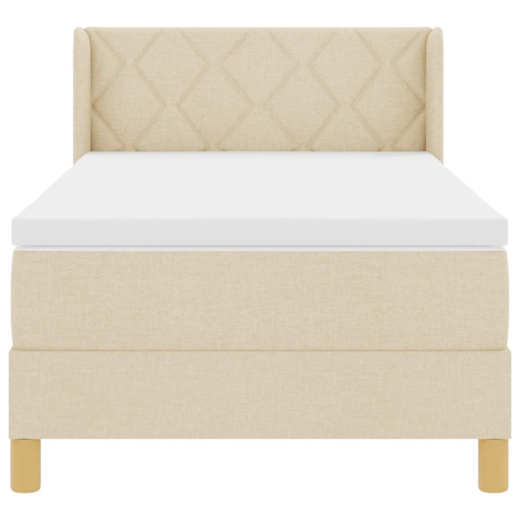 Box spring seng med hovedgærde Creme 190 x 90 cm Stof