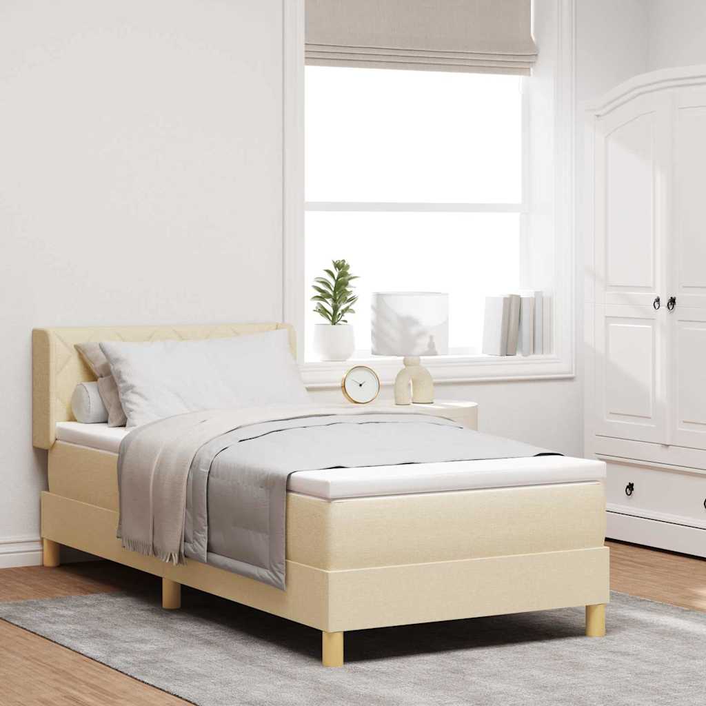 Box spring seng med hovedgærde Creme 200 x 90 cm Stof