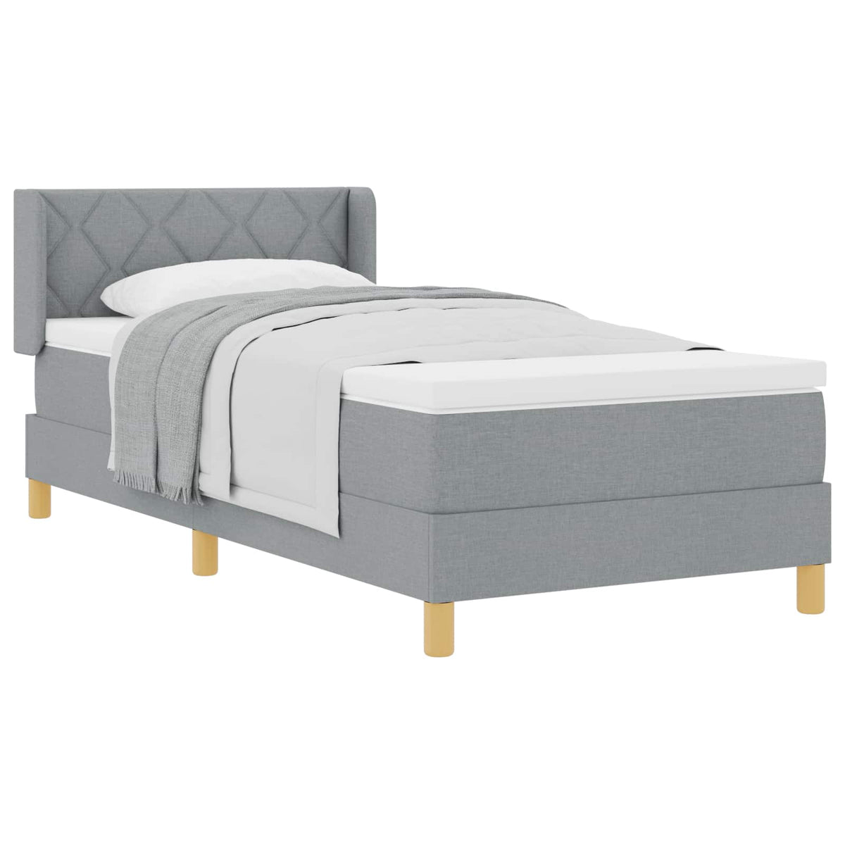 Box spring seng med hovedgærde Lysegrå 200 x 100 cm Stof