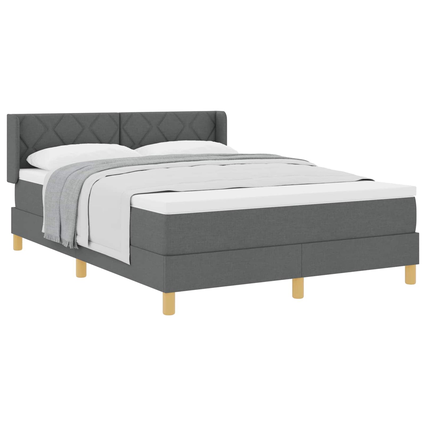 Box spring seng med hovedgærde Mørkegrå 190 x 140 cm Stof