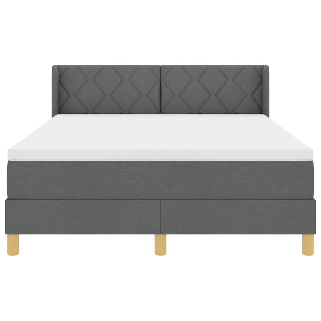 Box spring seng med hovedgærde Mørkegrå 190 x 140 cm Stof