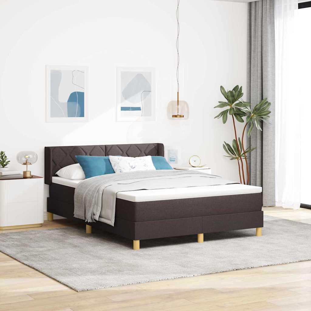 Box spring seng med hovedgærde Mørk Brun 190 x 140 cm Stof