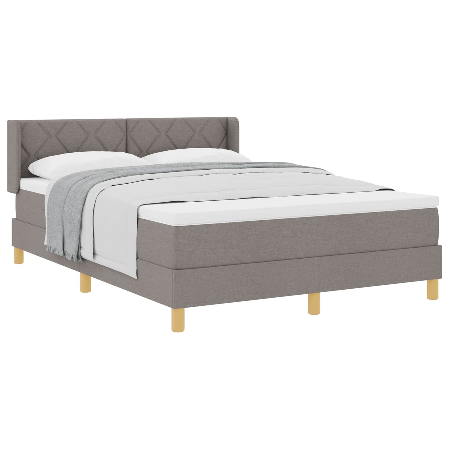 Box spring seng med hovedgærde Gråbrun 190 x 140 cm Stof