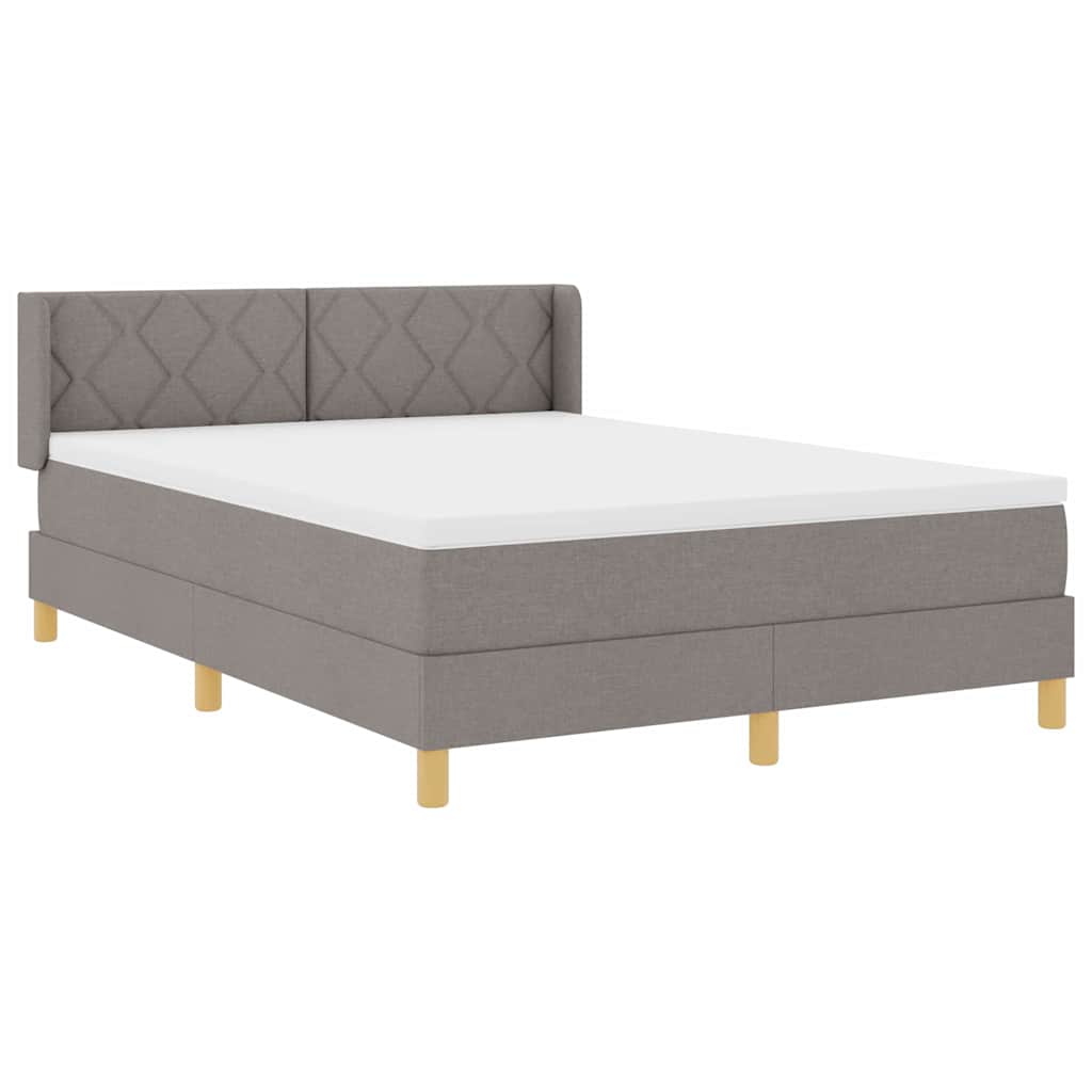 Box spring seng med hovedgærde Gråbrun 190 x 140 cm Stof