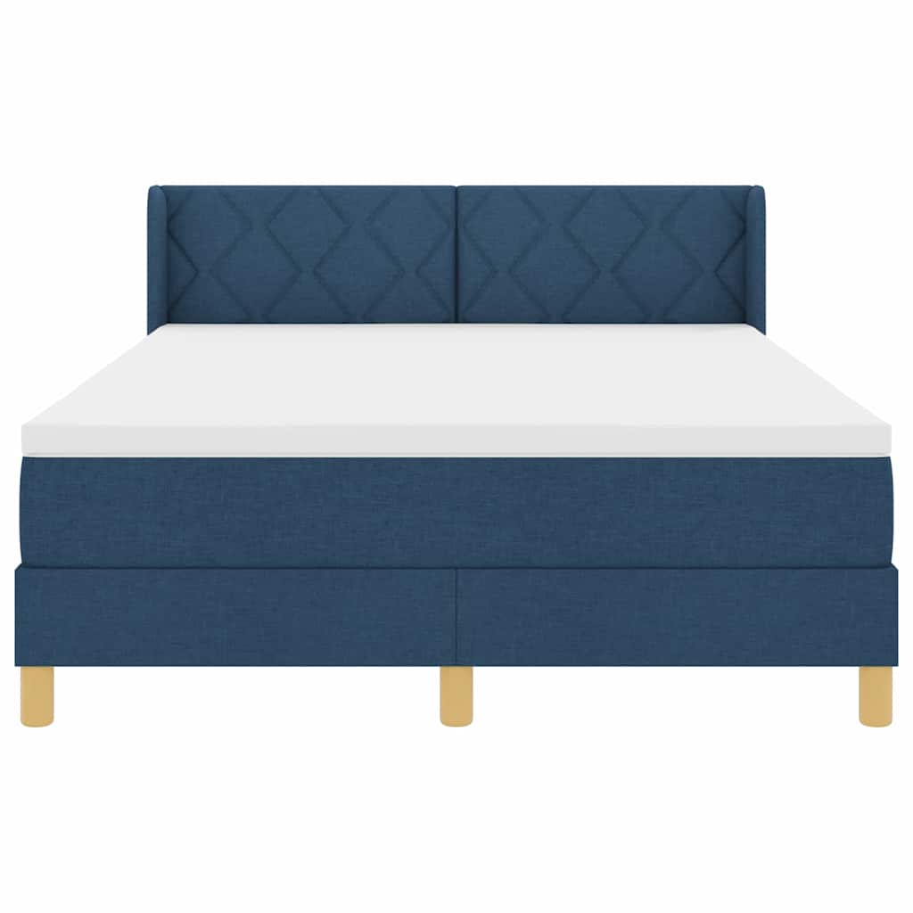 Box spring seng med hovedgærde Blå 190 x 140 cm Stof