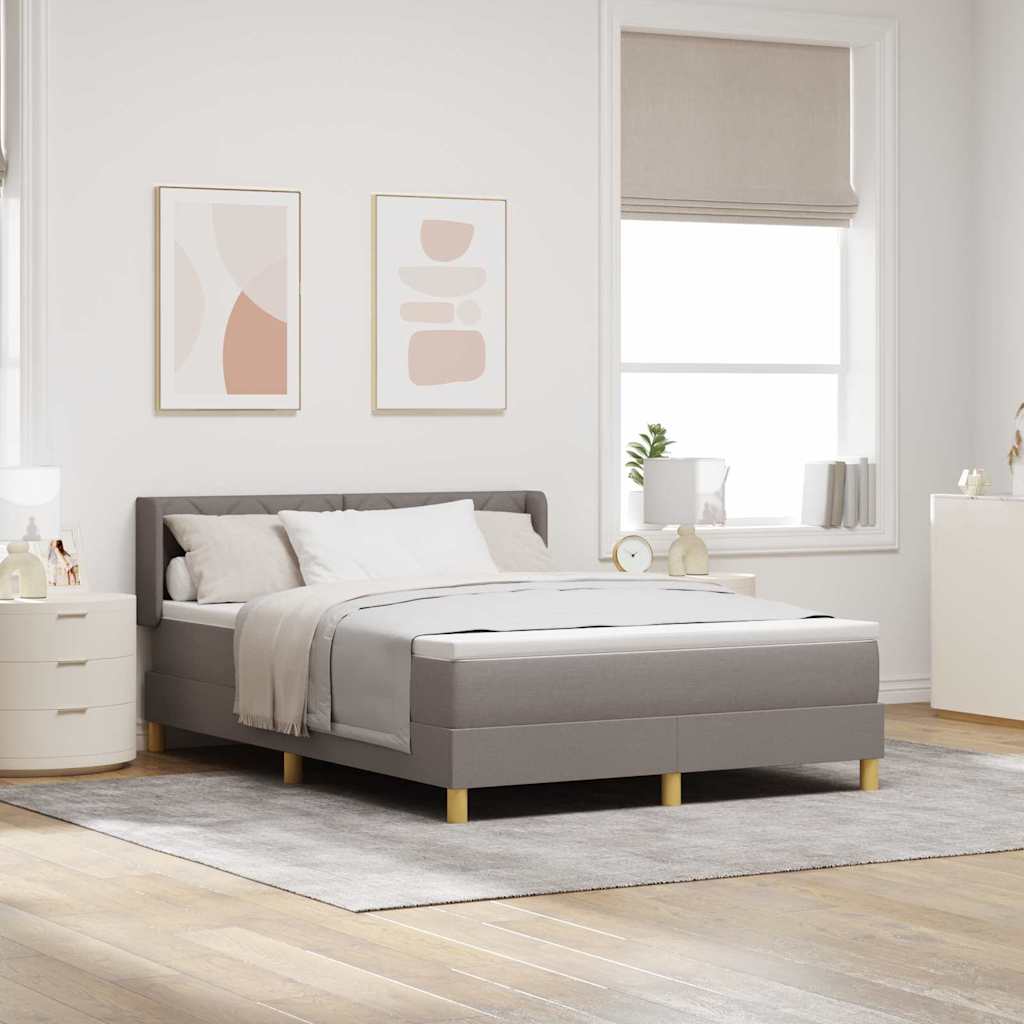 Box spring seng med hovedgærde Gråbrun 200 x 140 cm Stof