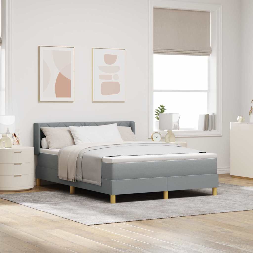 Box spring seng med hovedgærde Lysegrå 200 x 160 cm Stof
