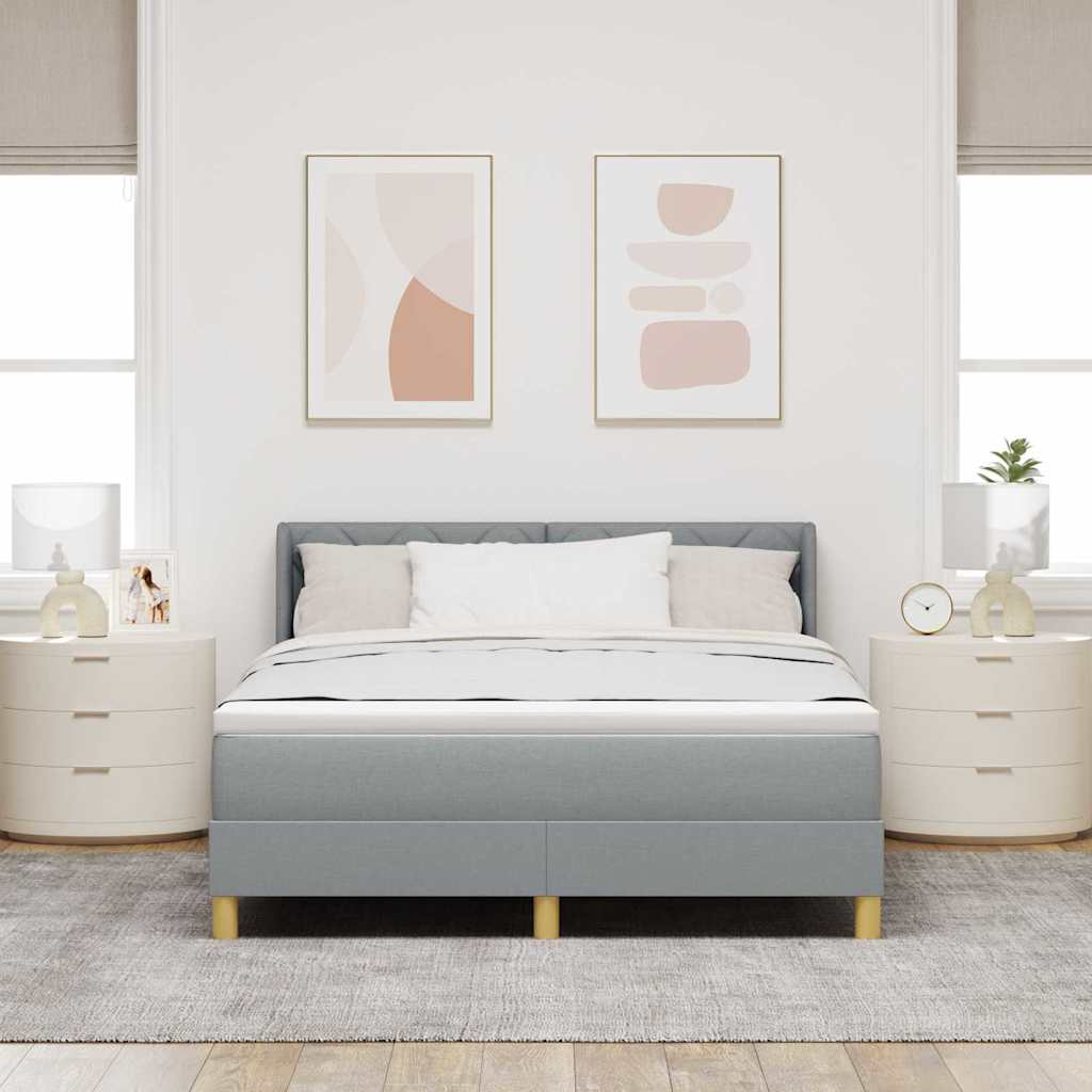 Box spring seng med hovedgærde Lysegrå 200 x 160 cm Stof
