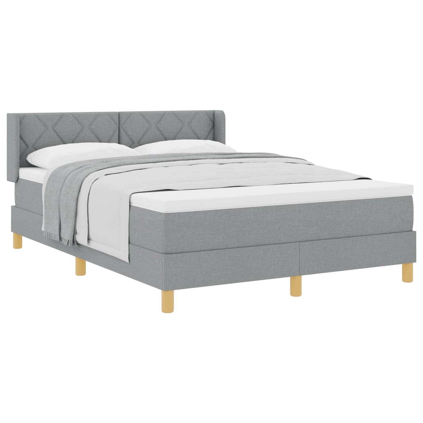 Box spring seng med hovedgærde Lysegrå 200 x 160 cm Stof