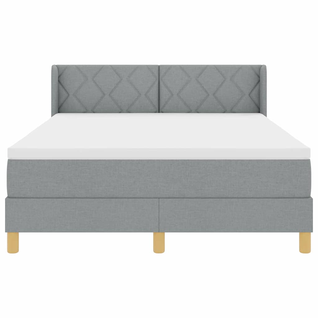Box spring seng med hovedgærde Lysegrå 200 x 160 cm Stof