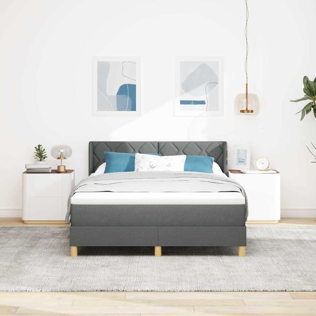 Box spring seng med hovedgærde Mørkegrå 200 x 160 cm Stof