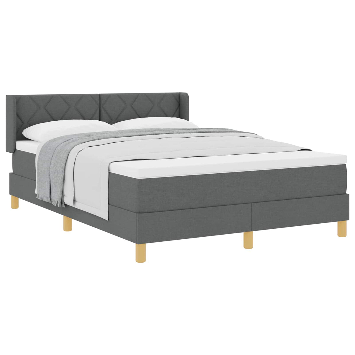 Box spring seng med hovedgærde Mørkegrå 200 x 160 cm Stof